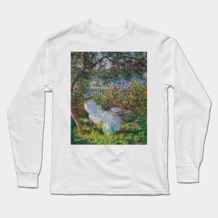 Alice Hoschede in the Garden by Claude Monet Long Sleeve T-Shirt